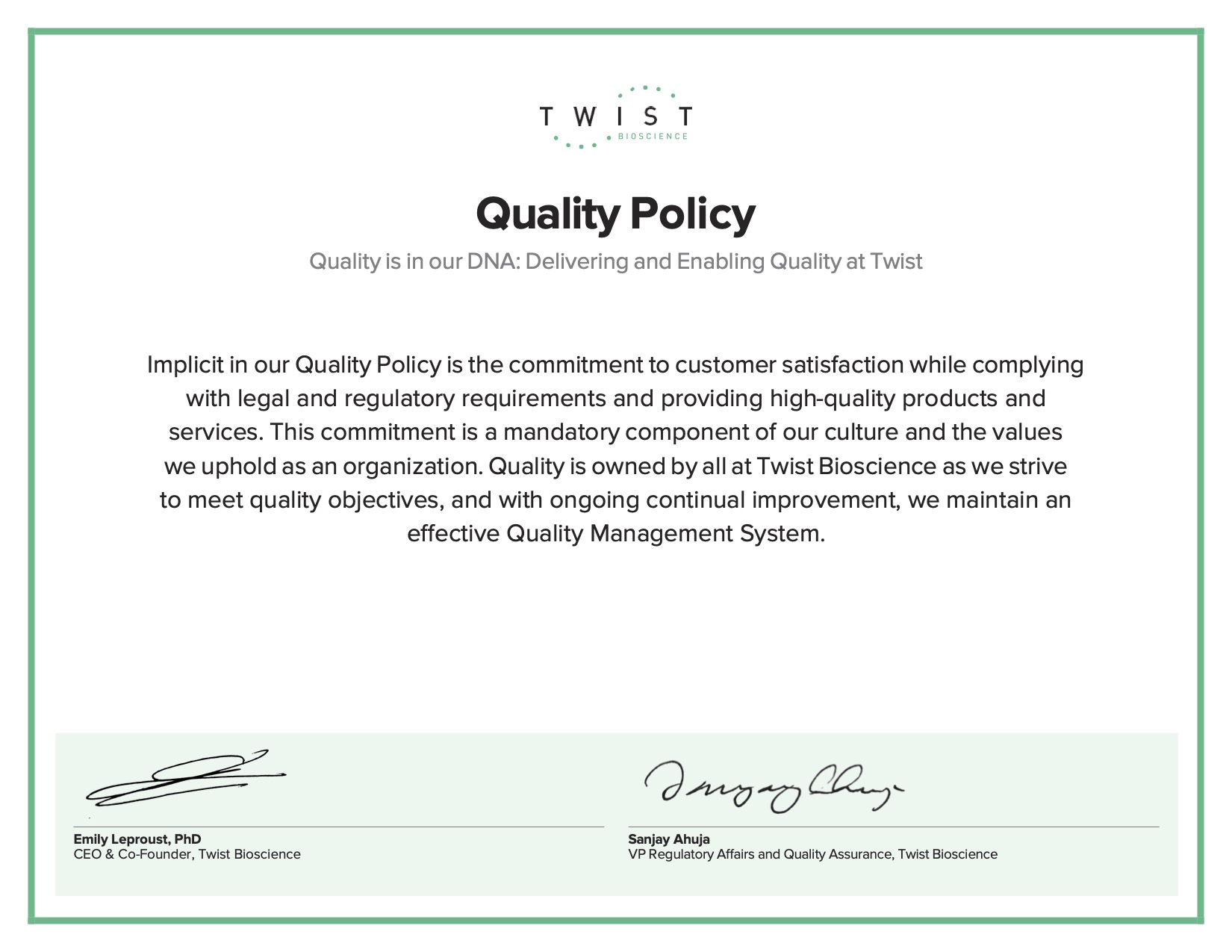 quality policy